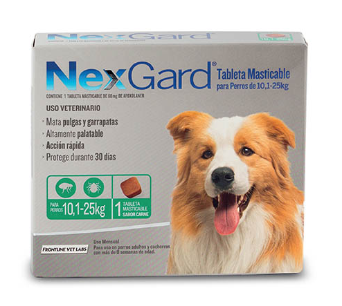 NexGard  | 3  Tabletas masticables para Perros  | 10,1 – 25 kg