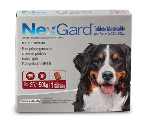 NexGard  | 3  Tabletas masticables para Perros  | 25,1  – 50 kg